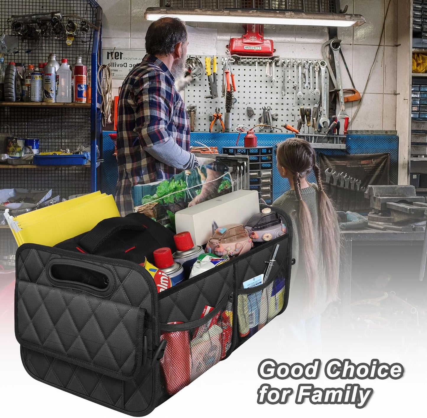 Foldable Car Trunk Organizer with Adjustable Dividers and Water Resistant Fabric