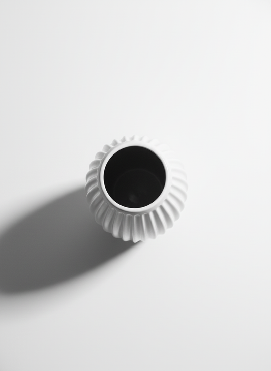 Tall Cylindrical Ribbed Decorative Vase