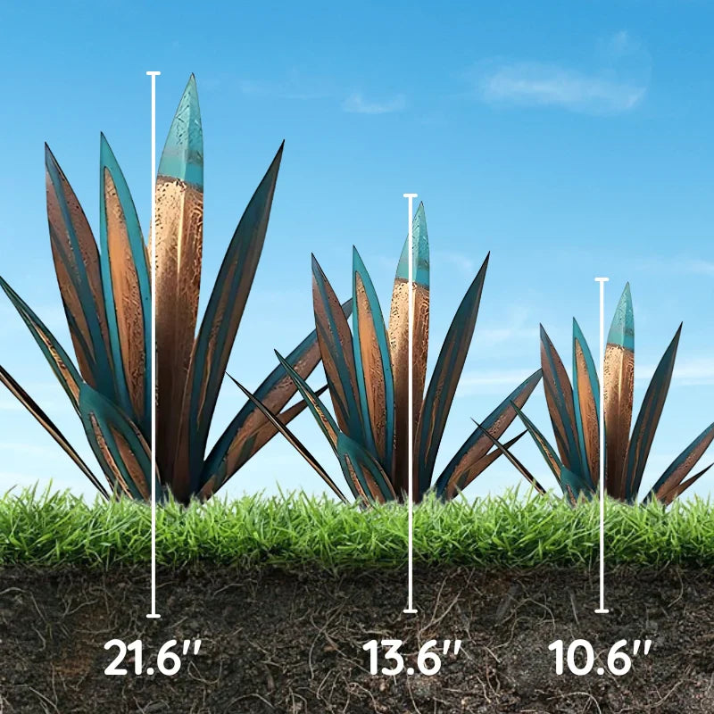 Metal Agave Plant with Rust Finish and Weather Resistant Coating