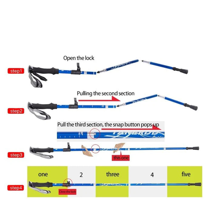 Telescoping Trekking Pole with Twist Lock and Ergonomic Grip, Aluminium Shaft