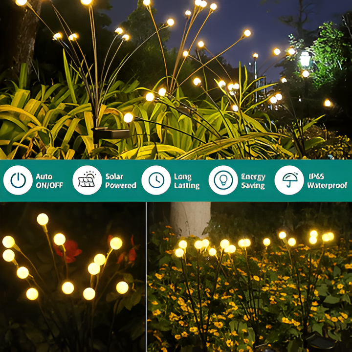 Solar Garden Lights with Flexible Swaying Stem and Warm White Glow, 27.5 Inch Height