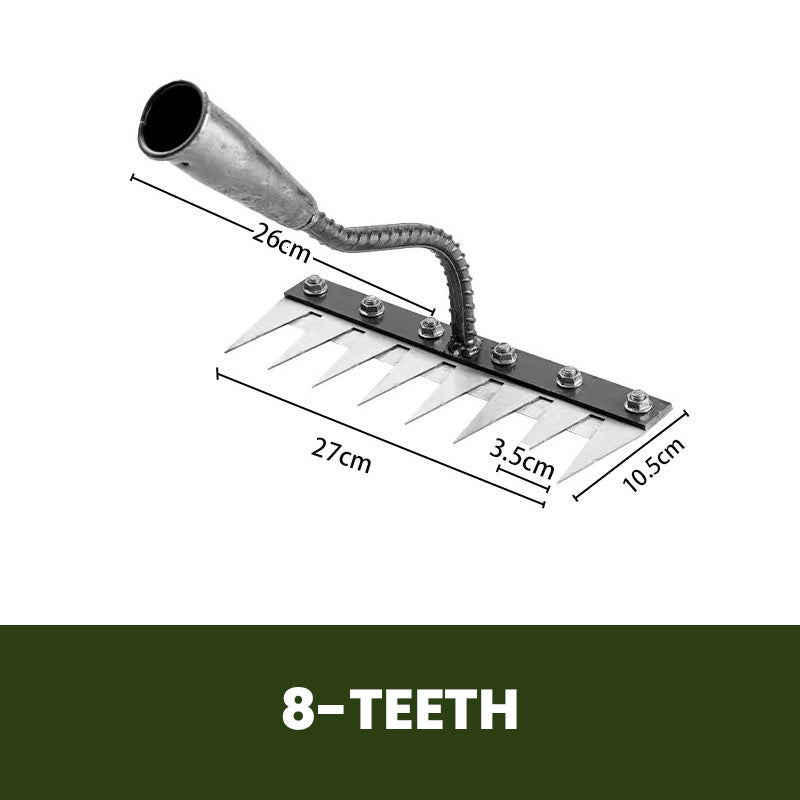 Garden Rake Head with Carbon Steel Tines and Detachable Design for Wooden Handles