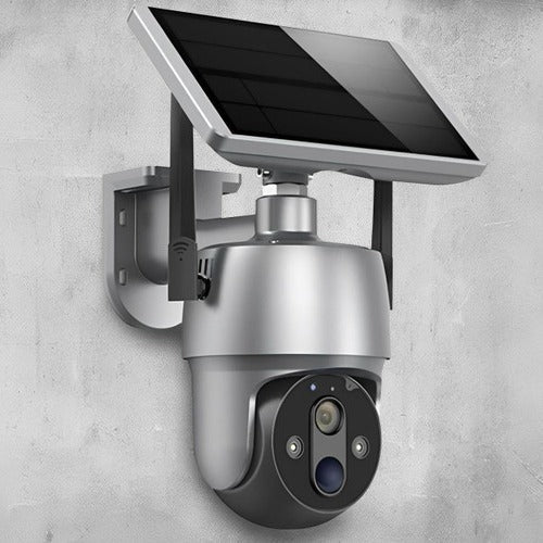 Outdoor Security Camera with Solar Panel and Dual Axis Rotation, 1080P HD Night Vision