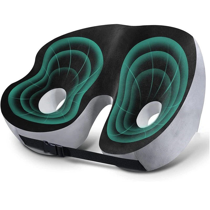 Ergonomic Seat Cushion with Memory Foam and Adjustable Straps for Office Chairs