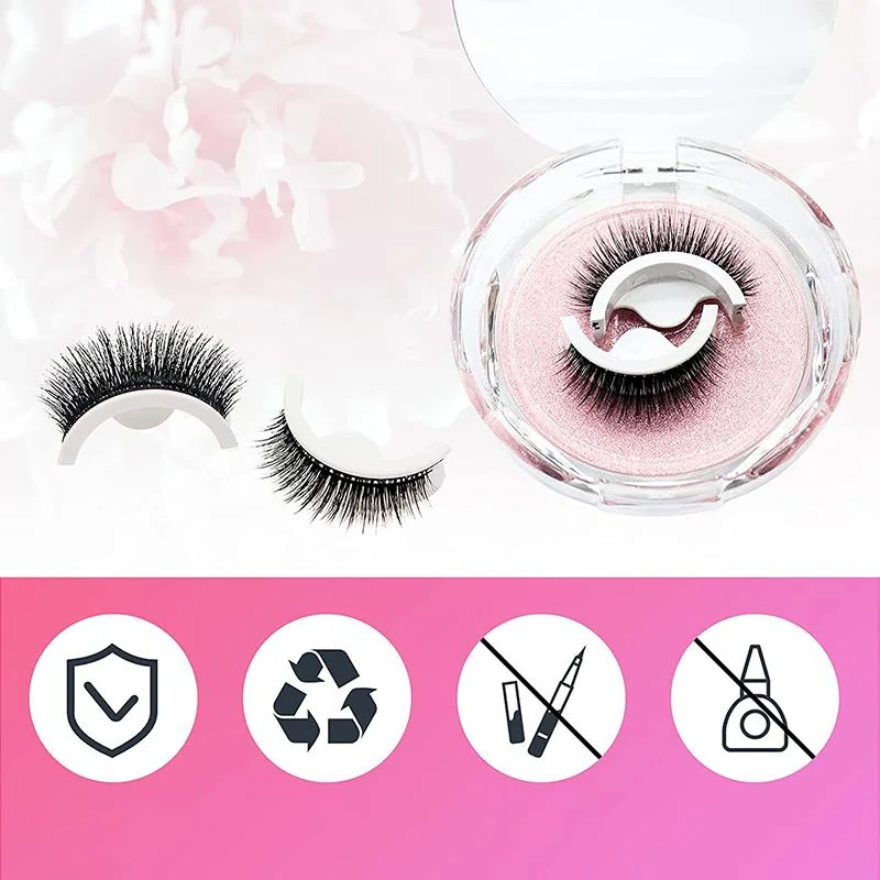 Self-Adhesive Eyelashes with Natural Fiber Curl and Replacement Strips