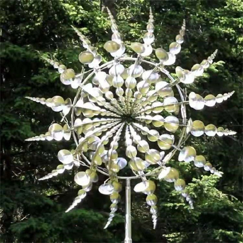 Metal Wind Spinner with 18 Rotating Blades and Rust-Resistant Iron, 39 Inches Tall