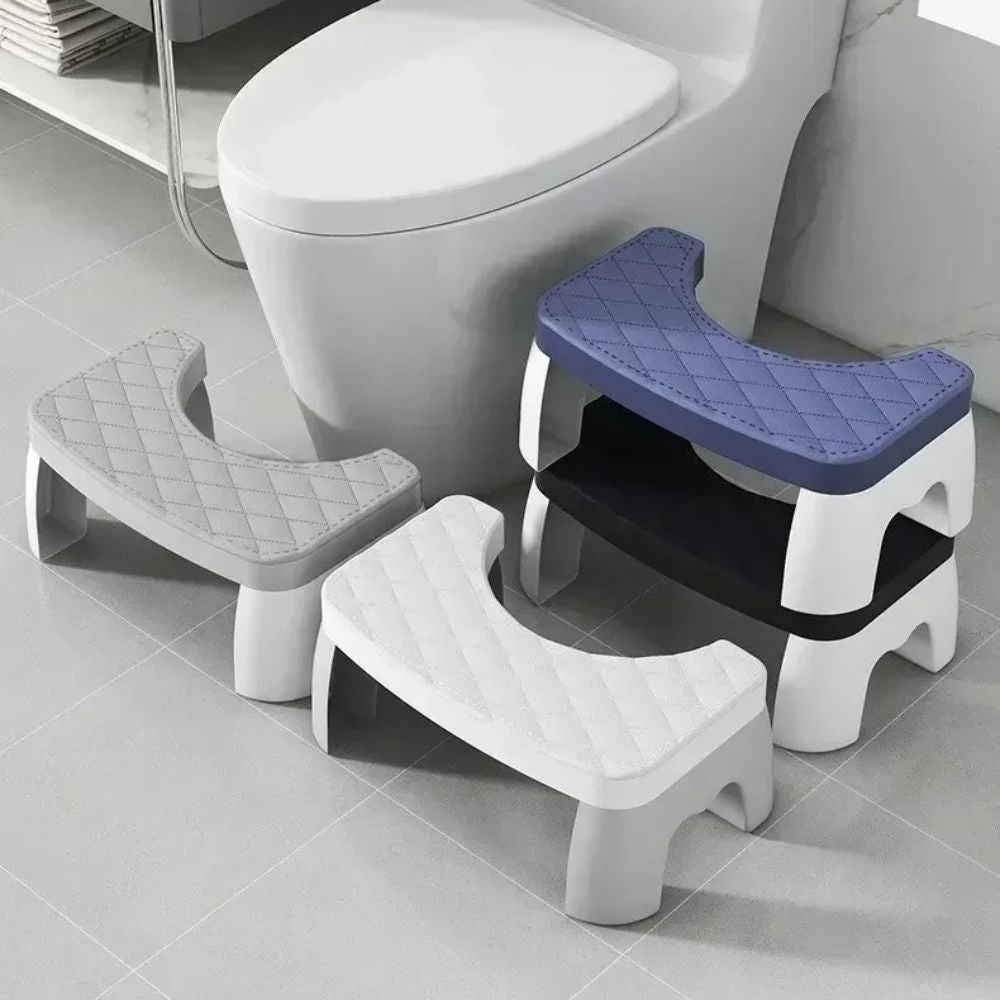 Ergonomic Toilet Squat Stool with Textured Grip Surface and Curved Design