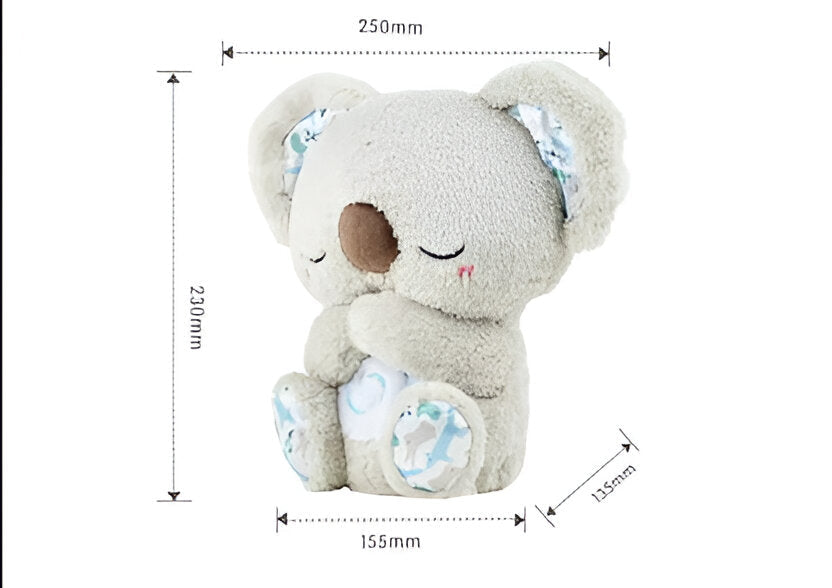 Breathing Koala Plush Toy with Heartbeat Sounds and Chest Light, Auto Timer