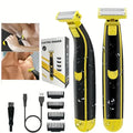 Rechargeable Grooming Trimmer with Four Interchangeable Heads and Floating Arc Blades
