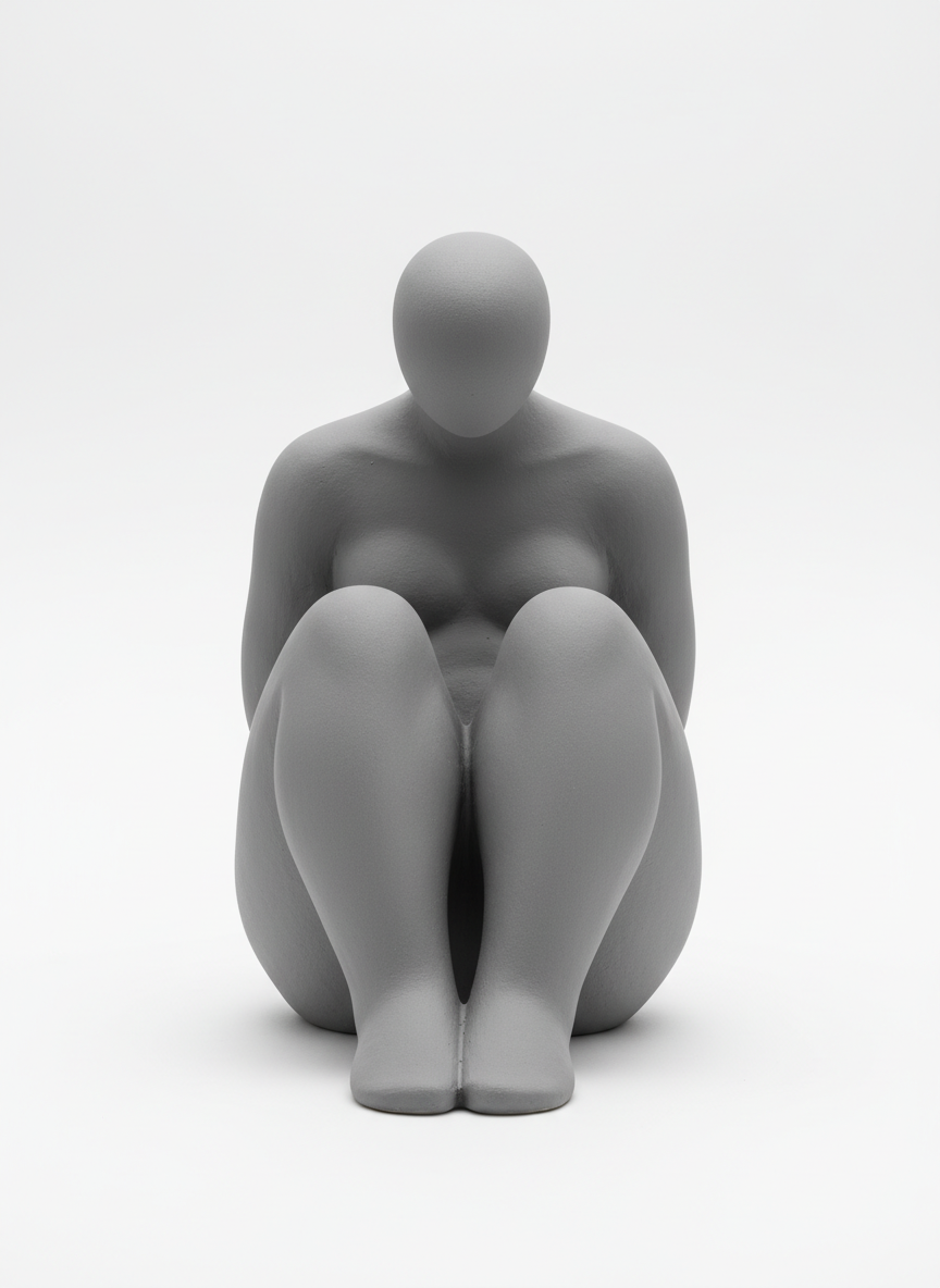 Matte Porcelain Sitting Figure Sculpture