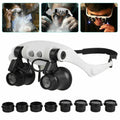 Headband Magnifier with 4 Interchangeable Lenses and LED Light, 10x-25x Magnification