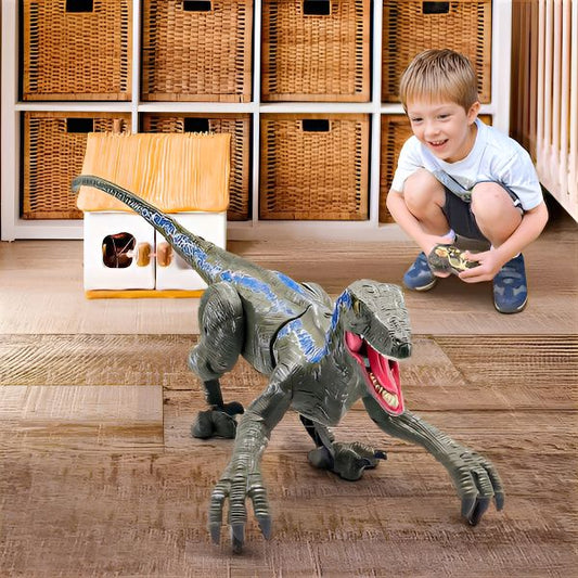 Walking Velociraptor Dinosaur Toy with Wireless Remote and Sound Effects
