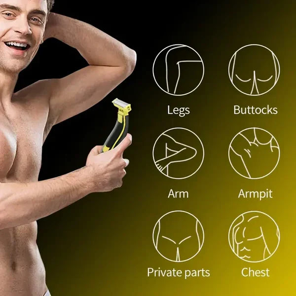 Rechargeable Grooming Trimmer with Four Interchangeable Heads and Floating Arc Blades