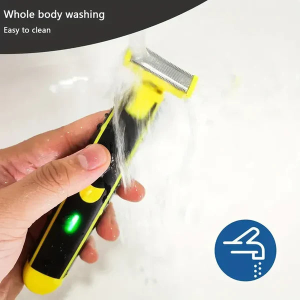 Rechargeable Grooming Trimmer with Four Interchangeable Heads and Floating Arc Blades