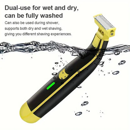 Rechargeable Grooming Trimmer with Four Interchangeable Heads and Floating Arc Blades