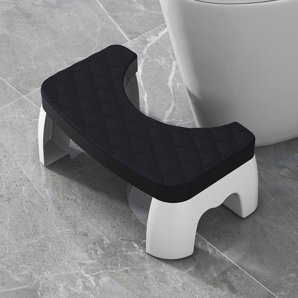 Ergonomic Toilet Squat Stool with Textured Grip Surface and Curved Design