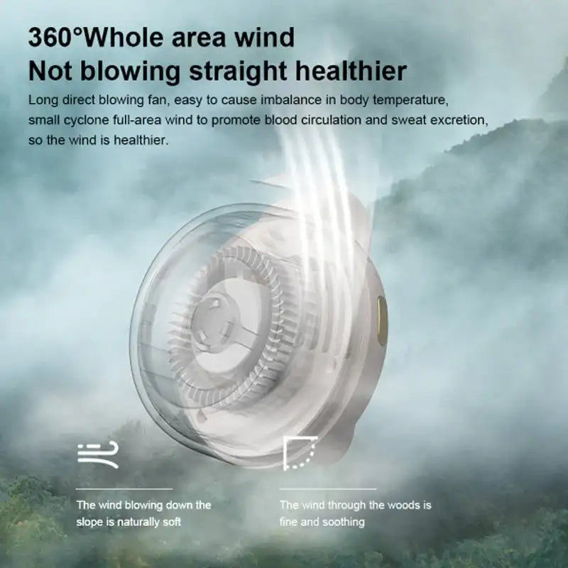 Bladeless Portable Cooling Fan with Waist Clip and Necklace Strap, 23-Hour Battery