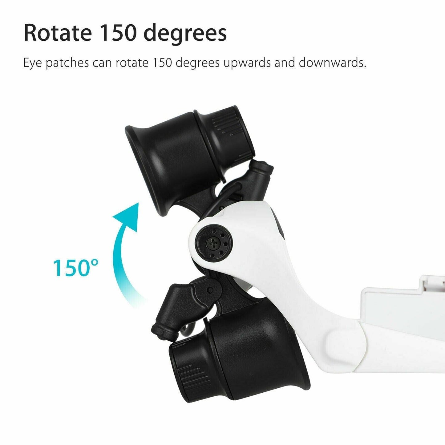 Headband Magnifier with 4 Interchangeable Lenses and LED Light, 10x-25x Magnification