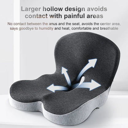 Memory Foam Seat Cushion with Integrated Backrest and Anti-Slip Bottom