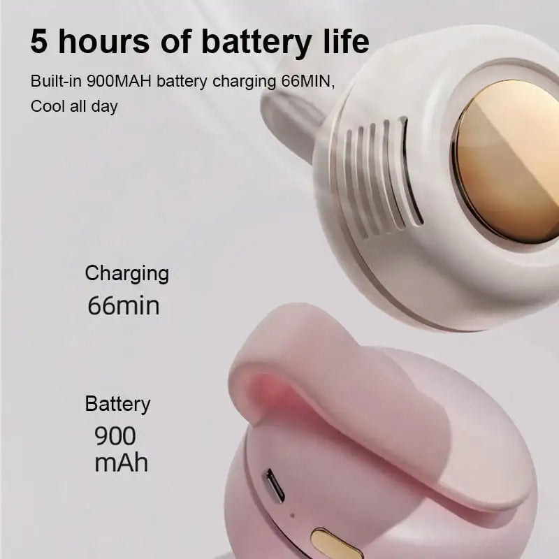 Bladeless Portable Cooling Fan with Waist Clip and Necklace Strap, 23-Hour Battery