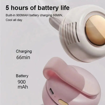 Bladeless Portable Cooling Fan with Waist Clip and Necklace Strap, 23-Hour Battery
