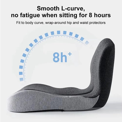Memory Foam Seat Cushion with Integrated Backrest and Anti-Slip Bottom