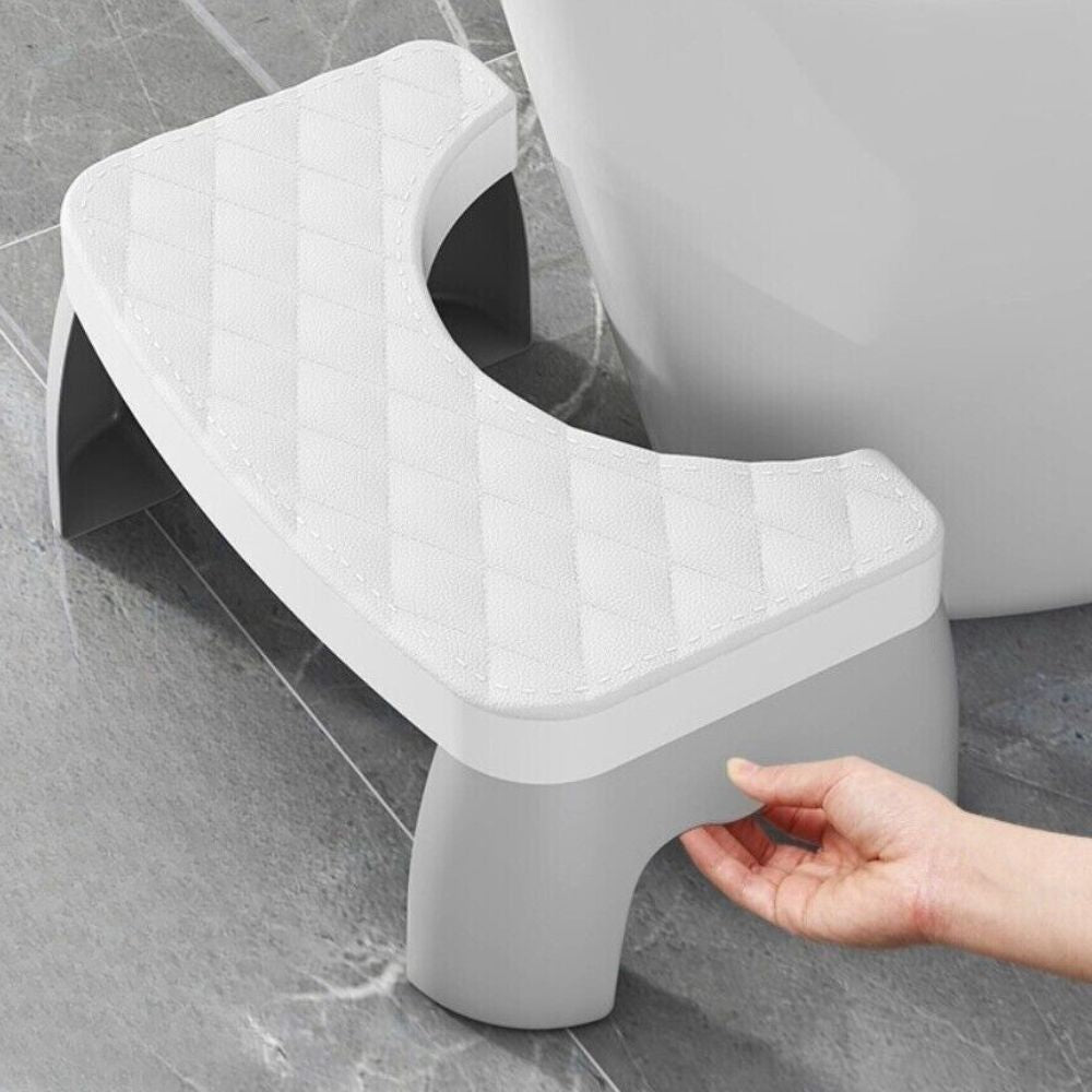 Ergonomic Toilet Squat Stool with Textured Grip Surface and Curved Design