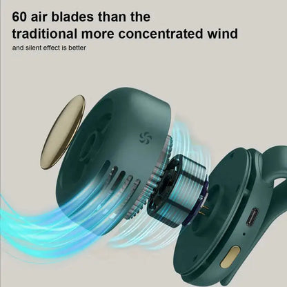 Bladeless Portable Cooling Fan with Waist Clip and Necklace Strap, 23-Hour Battery