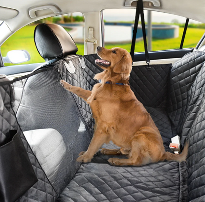 Waterproof Dog Car Seat Cover with Mesh Window and Zippered Side Panels, Machine Washable