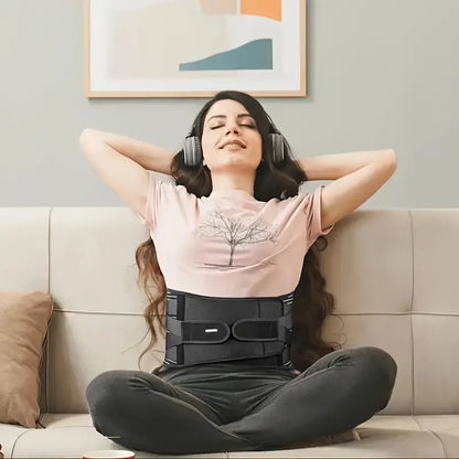 Lumbar Support Brace with 6-Strip System and 3D Massage Pad, Adjustable for Lower Back Pain