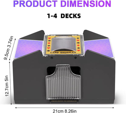 Dual Deck Card Shuffler with Battery Power and Auto Stop