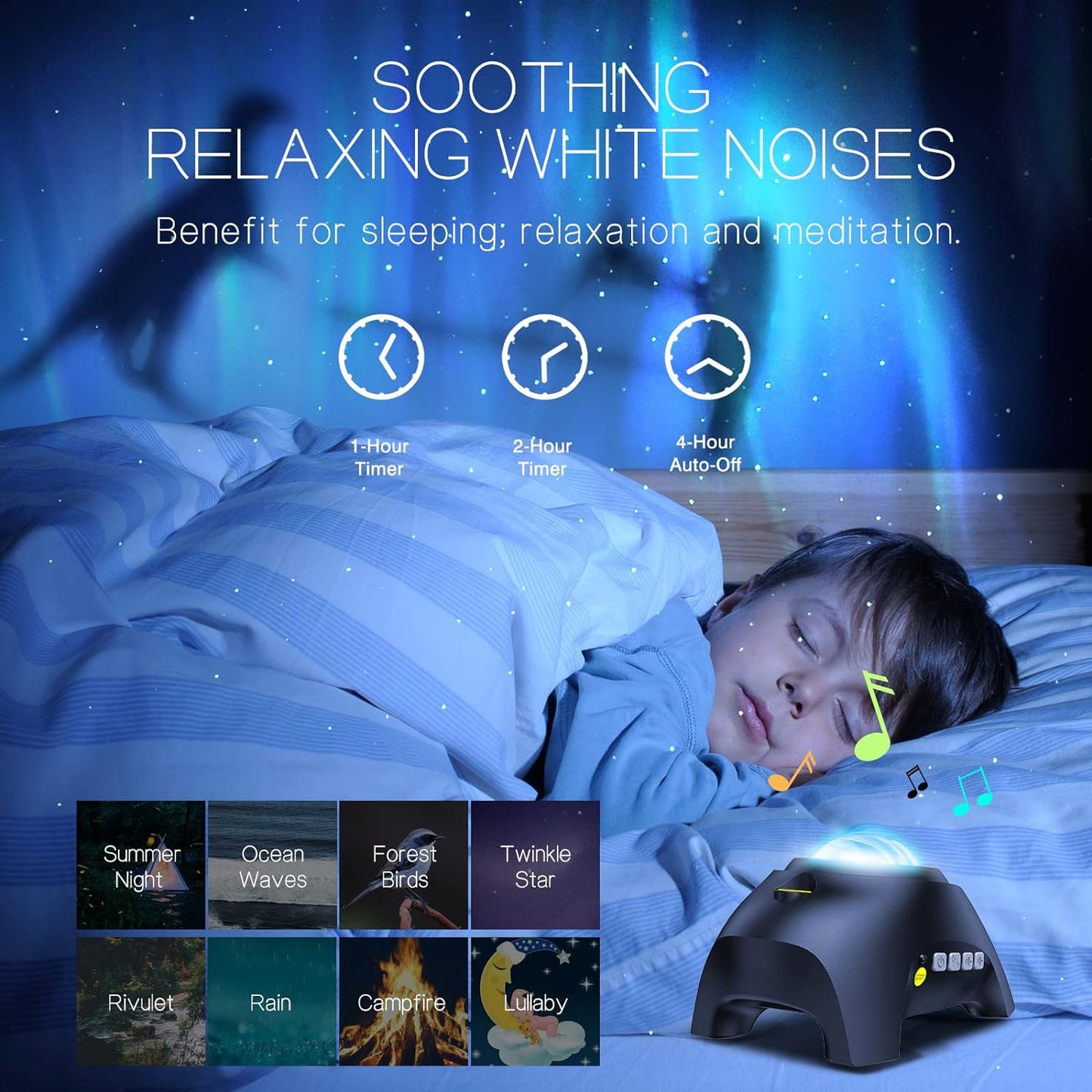 Moving Northern Lights Projector with Dual Lens and Music Sync, Remote Control
