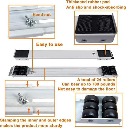 Adjustable Appliance Dolly with 24 Wheels and Dual Brake Locks, 661lb Capacity