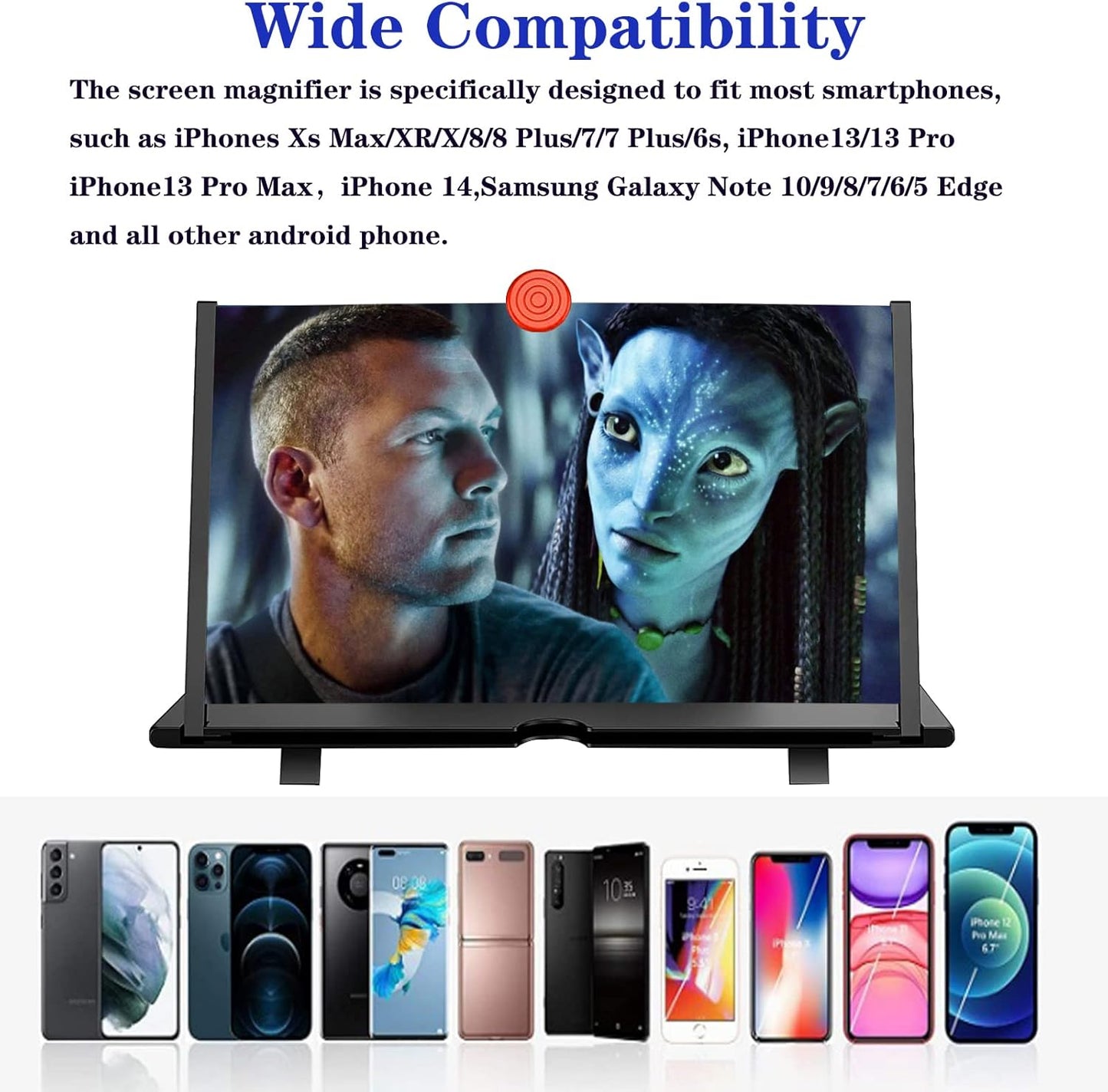 Phone Screen Magnifier with Curved Acrylic Lens and Adjustable Viewing Angle, 16 Inch