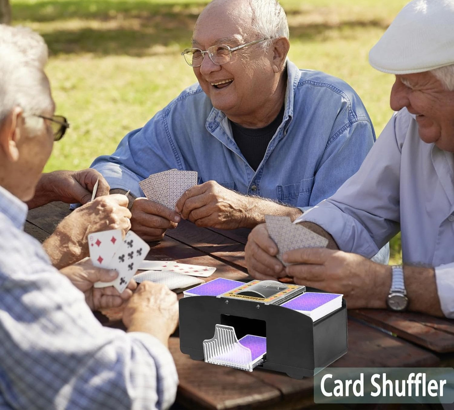 Dual Deck Card Shuffler with Battery Power and Auto Stop