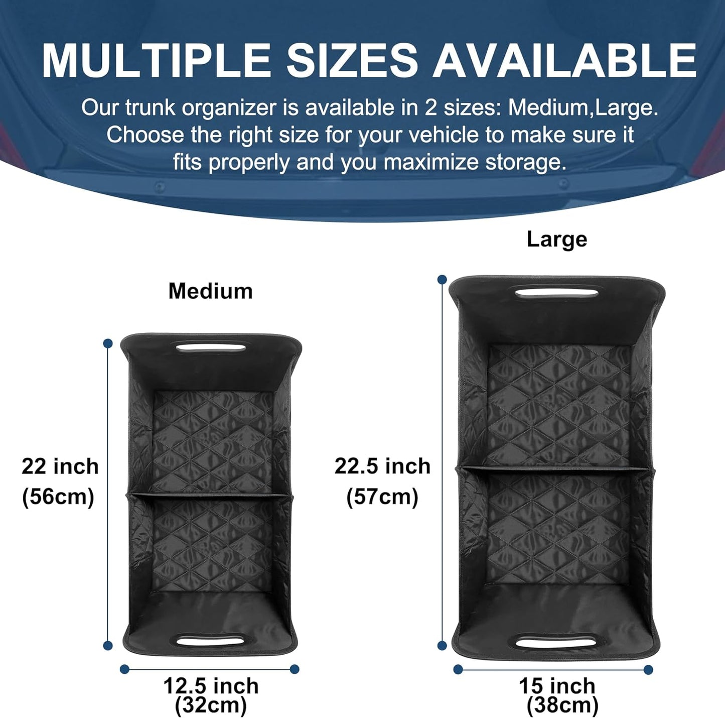 Foldable Car Trunk Organizer with Adjustable Dividers and Water Resistant Fabric
