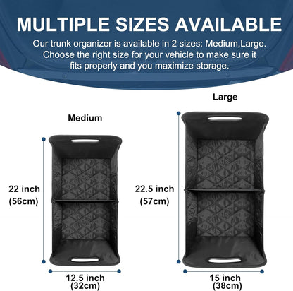 Foldable Car Trunk Organizer with Adjustable Dividers and Water Resistant Fabric