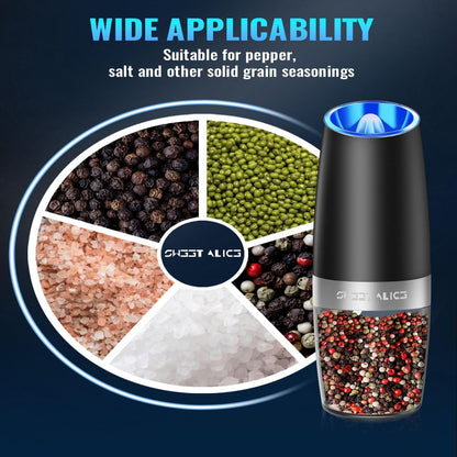 One-Hand Electric Spice Grinder with Gravity Sensor and LED Light