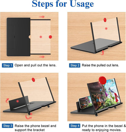 Phone Screen Magnifier with Curved Acrylic Lens and Adjustable Viewing Angle, 16 Inch