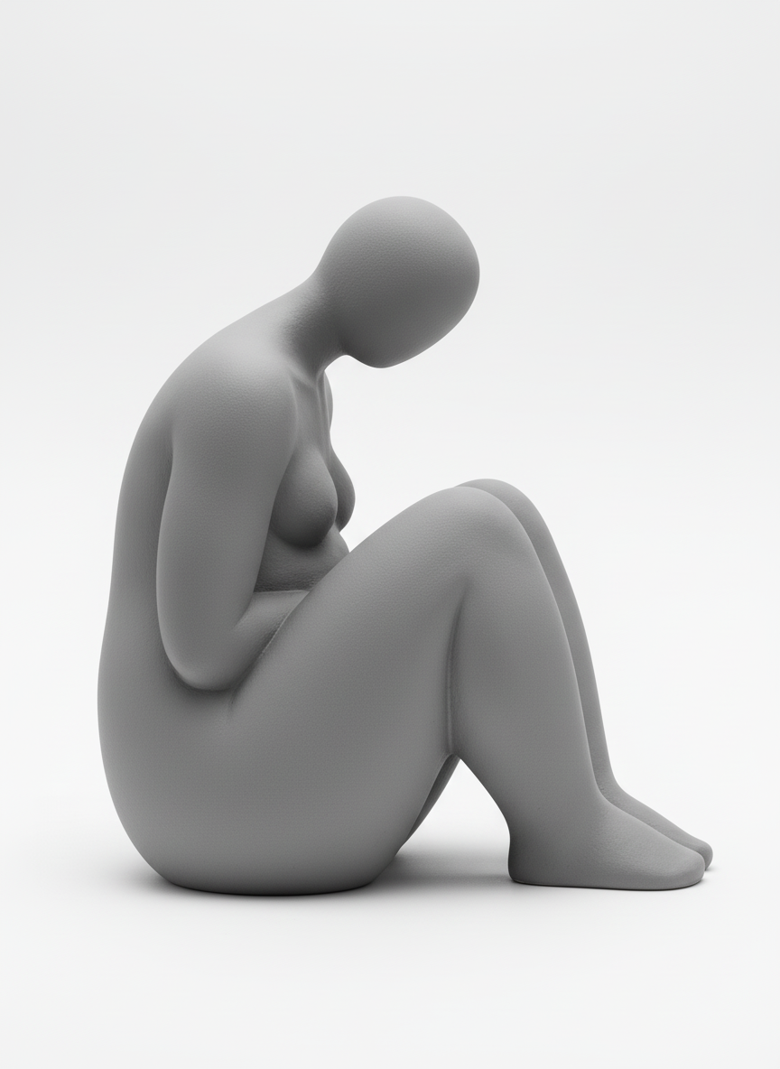 Matte Porcelain Sitting Figure Sculpture