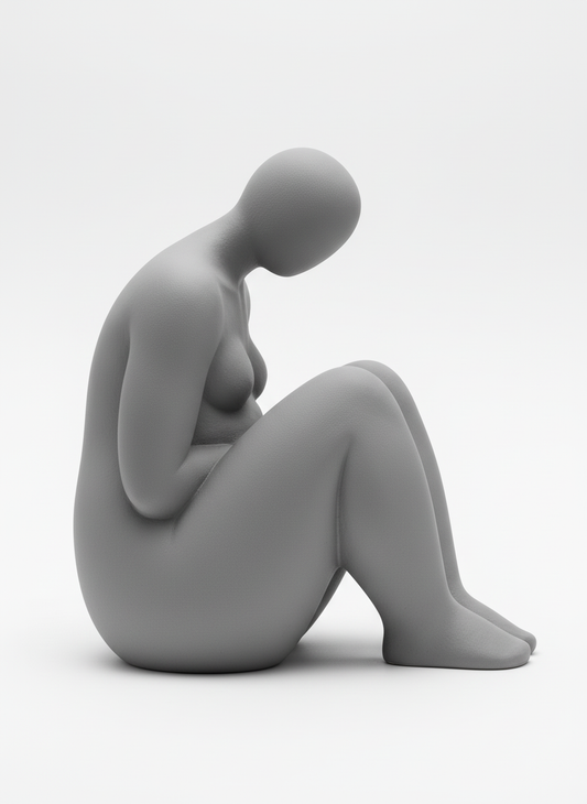 Matte Porcelain Sitting Figure Sculpture