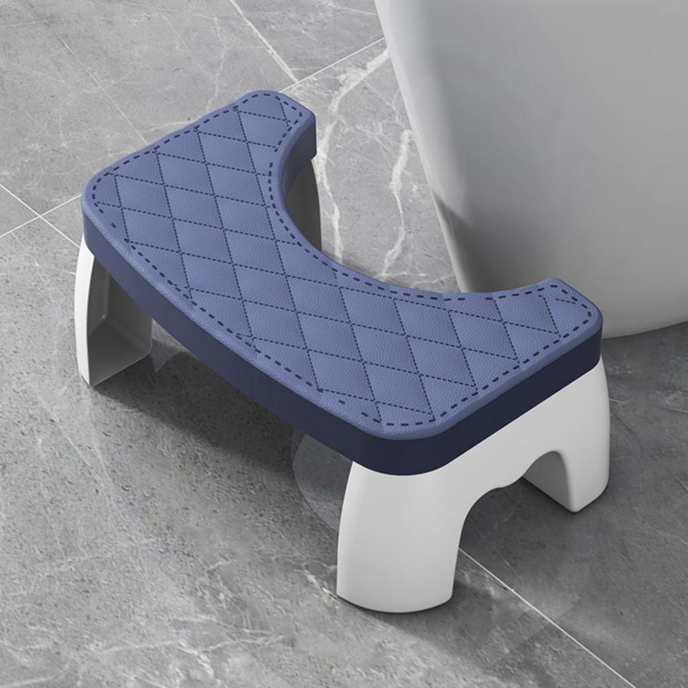 Ergonomic Toilet Squat Stool with Textured Grip Surface and Curved Design