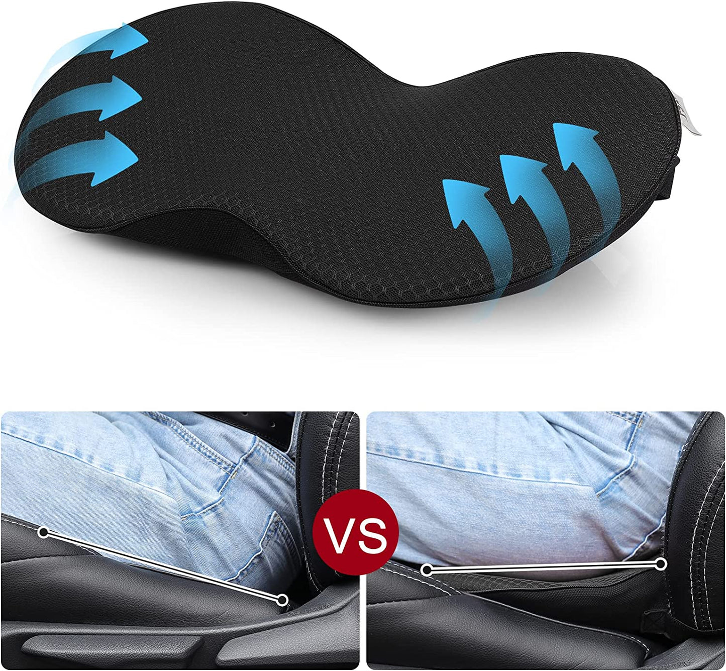Memory Foam Car Seat Cushion with 3.5 Inch Height Boost and Breathable Cover