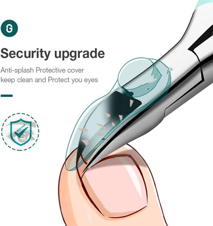 Curved Toenail Clipper with Powder Metallurgy Blades and Integrated Guard for Thick Nails