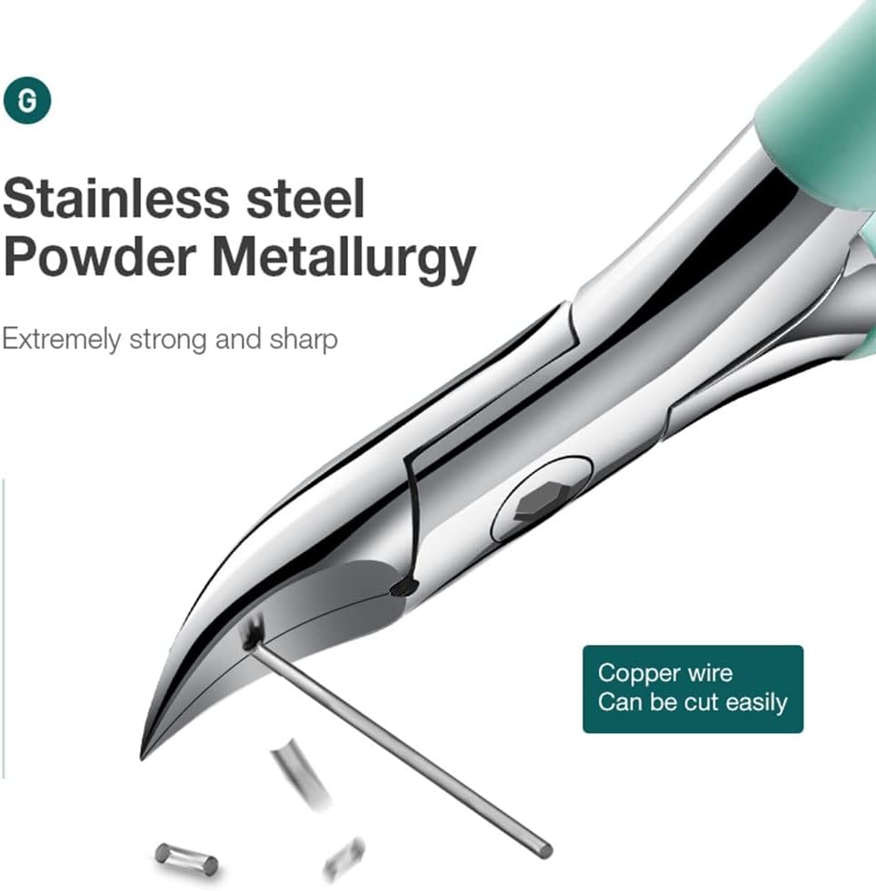 Curved Toenail Clipper with Powder Metallurgy Blades and Integrated Guard for Thick Nails