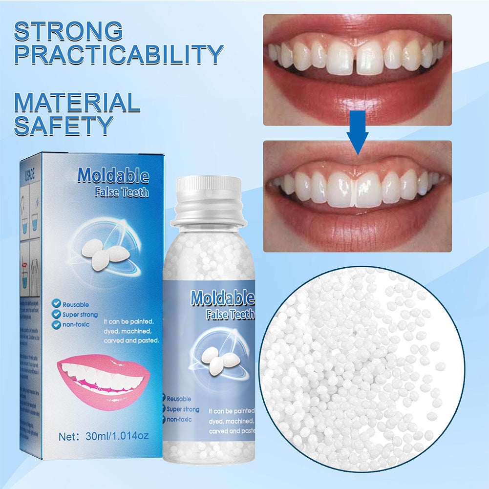 Moldable Tooth Repair Kit with Heat Activated Polymer Beads and Custom Molding
