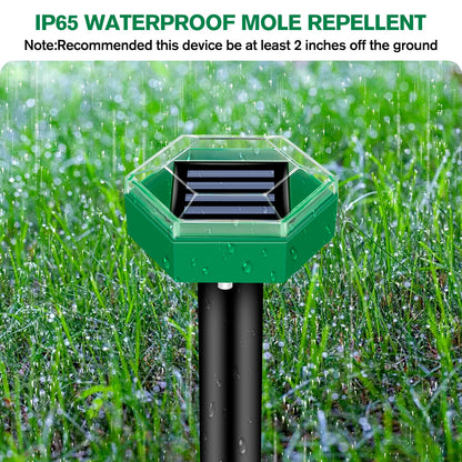 Solar Mole Repeller with Ultrasonic Vibration and Ground Spike, 465 Sq Ft Coverage