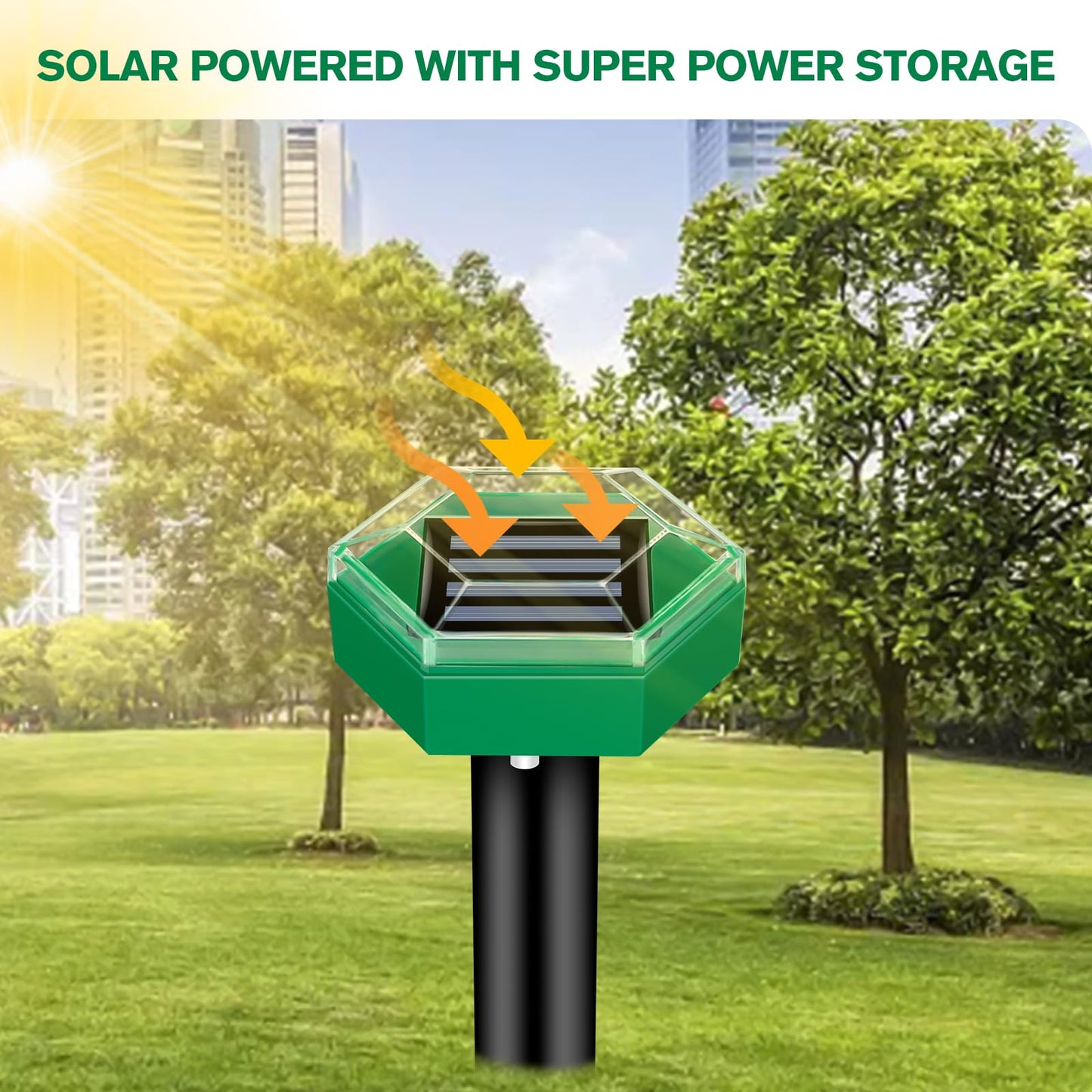 Solar Mole Repeller with Ultrasonic Vibration and Ground Spike, 465 Sq Ft Coverage