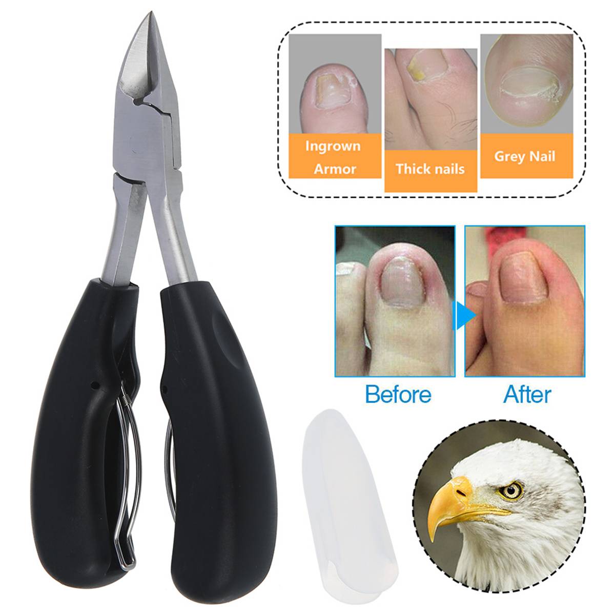 Heavy Duty Nail Clippers with Carbon Steel Blade and Integrated File, Dual Set