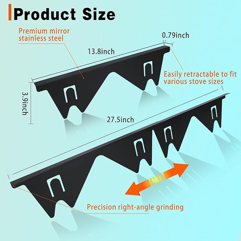 Adjustable Stainless Steel Stove Gap Filler with Spring Tension, Heat Resistant
